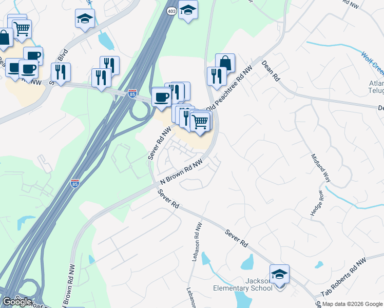 map of restaurants, bars, coffee shops, grocery stores, and more near 2357 Bellefonte Avenue in Lawrenceville