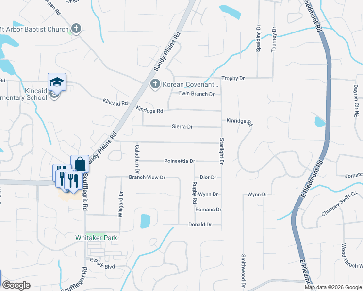 map of restaurants, bars, coffee shops, grocery stores, and more near 1798 Hasty Road in Marietta