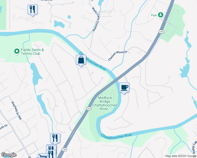 map of restaurants, bars, coffee shops, grocery stores, and more near 4643 River Court in Duluth