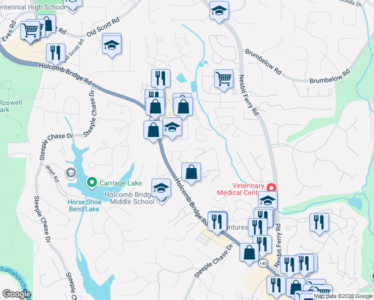 map of restaurants, bars, coffee shops, grocery stores, and more near 271 Devonshire Drive in Alpharetta