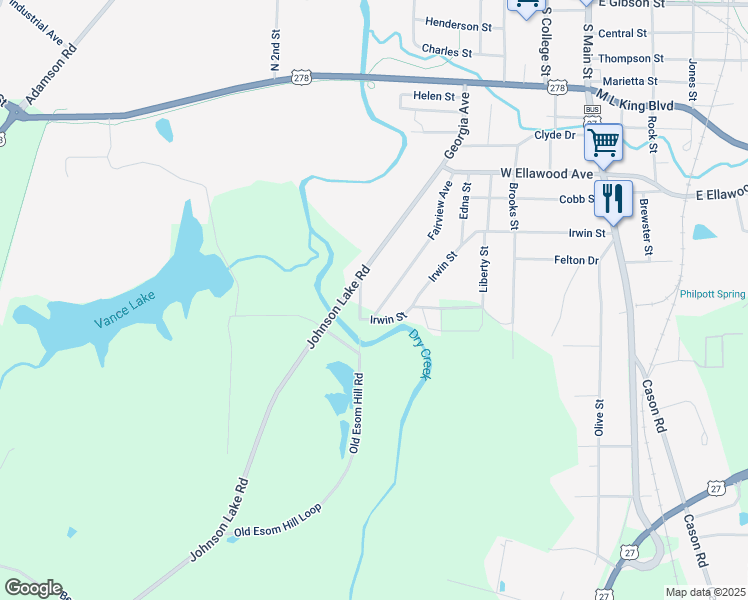 map of restaurants, bars, coffee shops, grocery stores, and more near 1003 Fairview Avenue in Cedartown