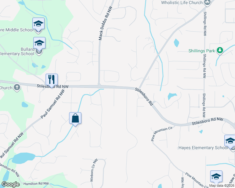 map of restaurants, bars, coffee shops, grocery stores, and more near 1794 Cloverhurst Lane in Kennesaw