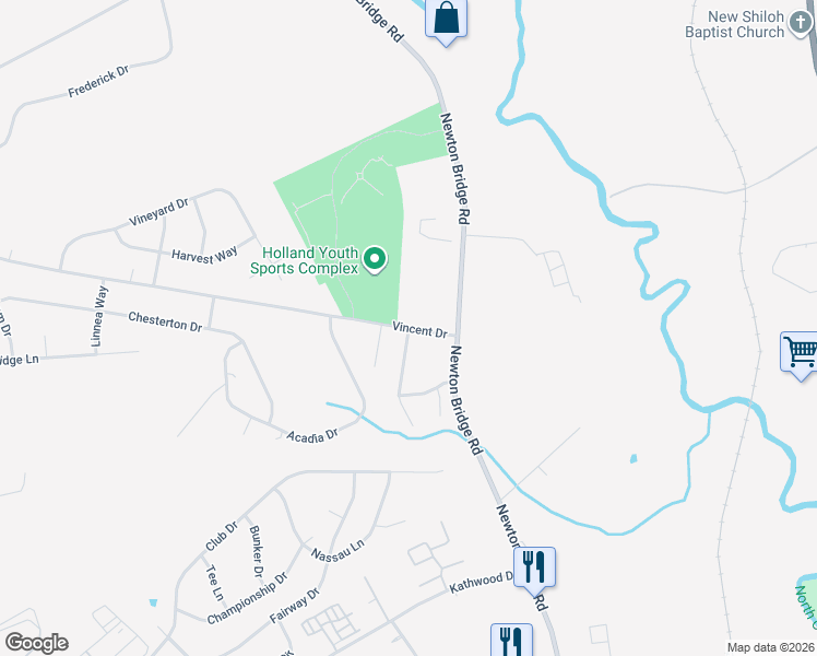 map of restaurants, bars, coffee shops, grocery stores, and more near 268 Vincent Drive in Athens