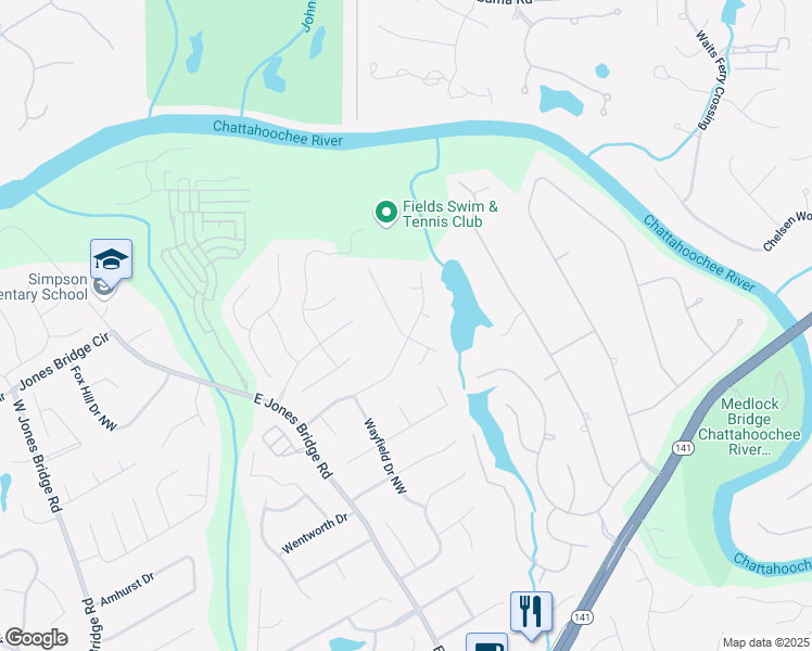 map of restaurants, bars, coffee shops, grocery stores, and more near 4961 Whitewater Drive in Norcross
