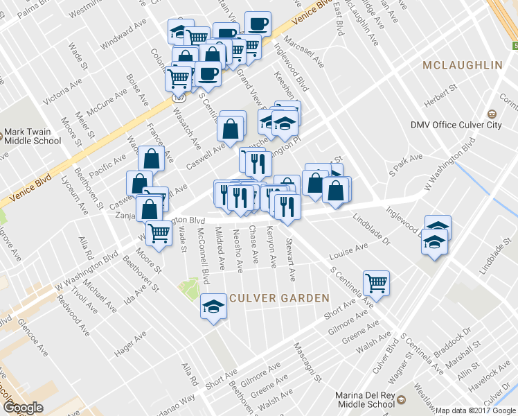 map of restaurants, bars, coffee shops, grocery stores, and more near 4064 Colonial Avenue in Los Angeles