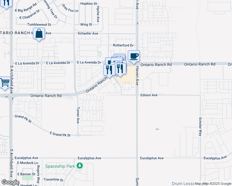 map of restaurants, bars, coffee shops, grocery stores, and more near 3287 Wild Horse Privado in Ontario