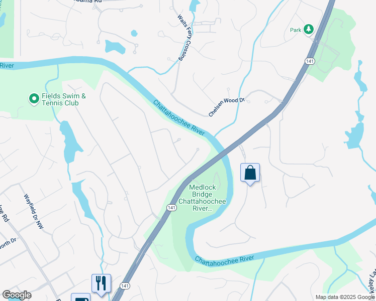map of restaurants, bars, coffee shops, grocery stores, and more near 4643 River Court in Duluth