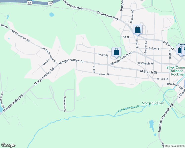 map of restaurants, bars, coffee shops, grocery stores, and more near 106 Dever Street in Rockmart