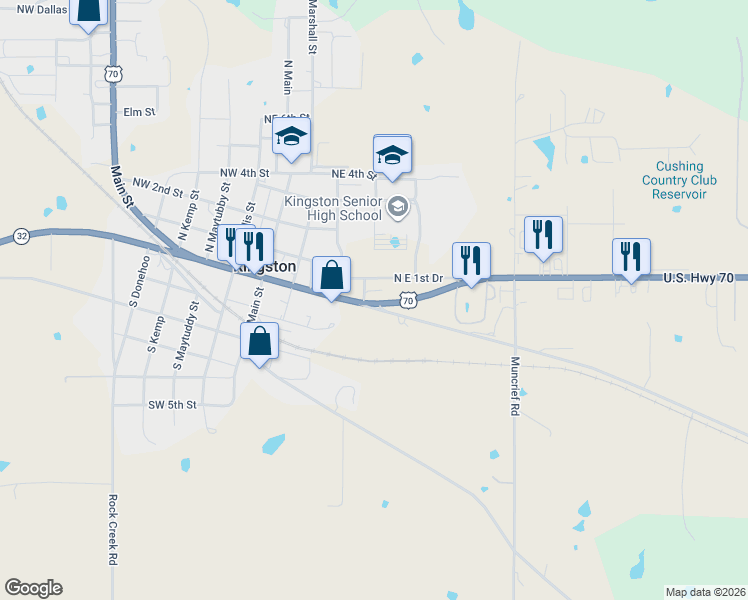 map of restaurants, bars, coffee shops, grocery stores, and more near 502 U.S. 70 in Kingston