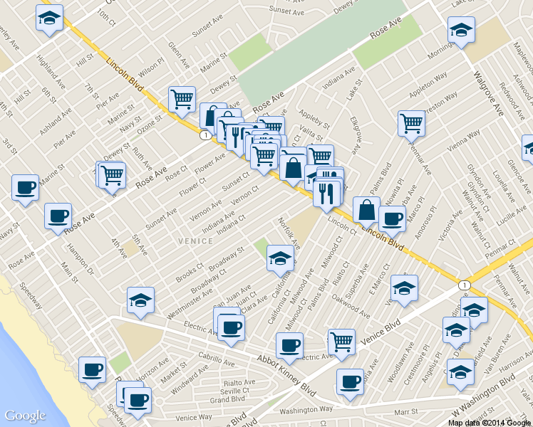 map of restaurants, bars, coffee shops, grocery stores, and more near 809 San Miguel Avenue in Los Angeles