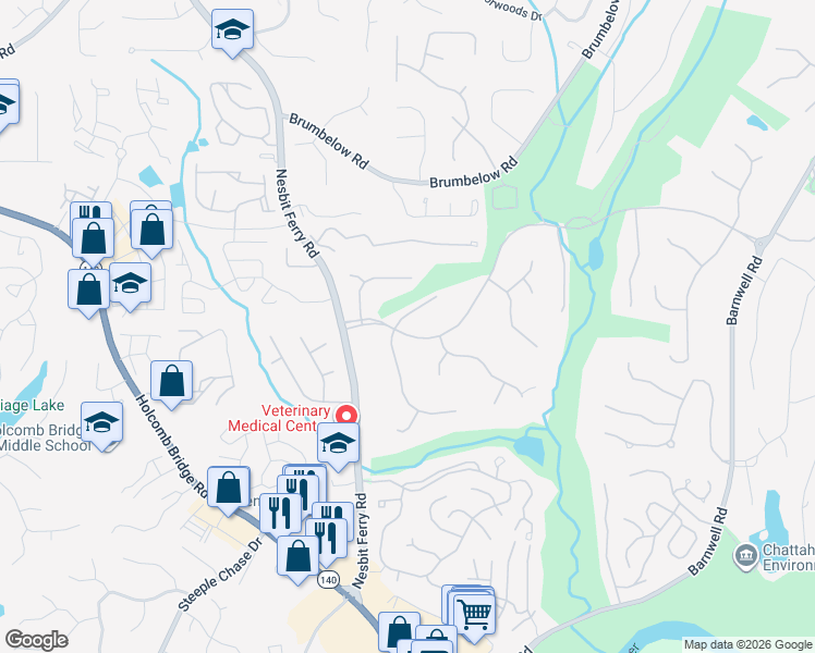 map of restaurants, bars, coffee shops, grocery stores, and more near 305 Elbe Dr in Alpharetta