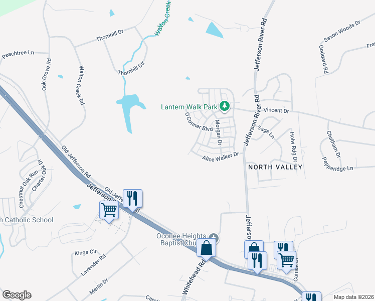 map of restaurants, bars, coffee shops, grocery stores, and more near 756 West Vincent Drive in Athens