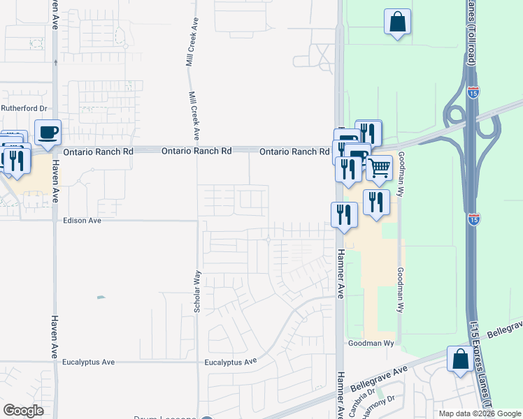 map of restaurants, bars, coffee shops, grocery stores, and more near in Ontario