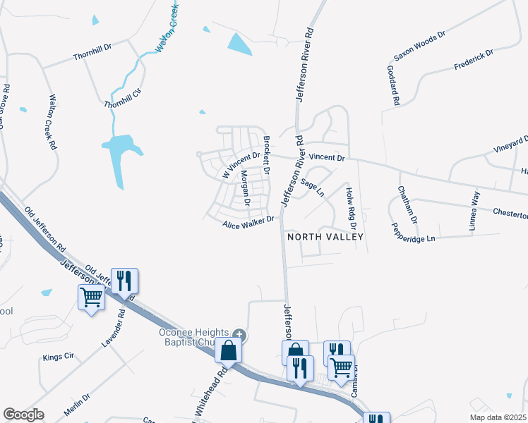 map of restaurants, bars, coffee shops, grocery stores, and more near 113 Brockett Drive in Athens
