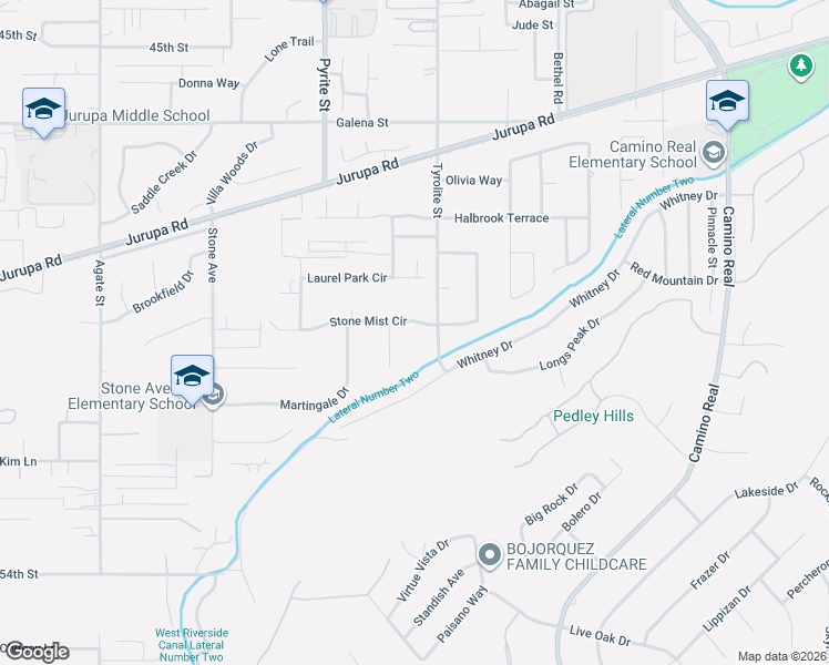 map of restaurants, bars, coffee shops, grocery stores, and more near 8033 Stonemist Circle in Riverside