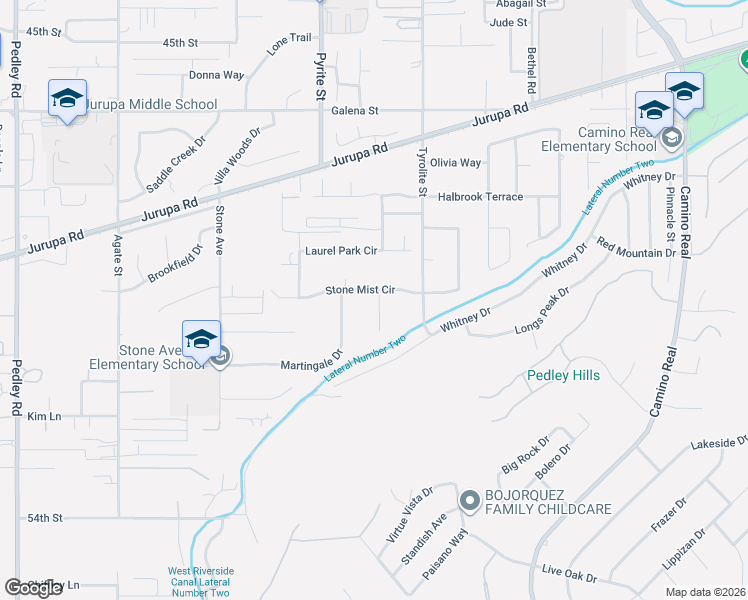map of restaurants, bars, coffee shops, grocery stores, and more near 4985 Castle Pine Court in Riverside