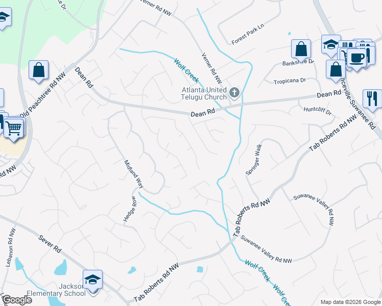 map of restaurants, bars, coffee shops, grocery stores, and more near 1000 Rowe Oak Circle in Lawrenceville