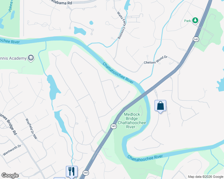 map of restaurants, bars, coffee shops, grocery stores, and more near 4235 Gatewood Lane in Duluth