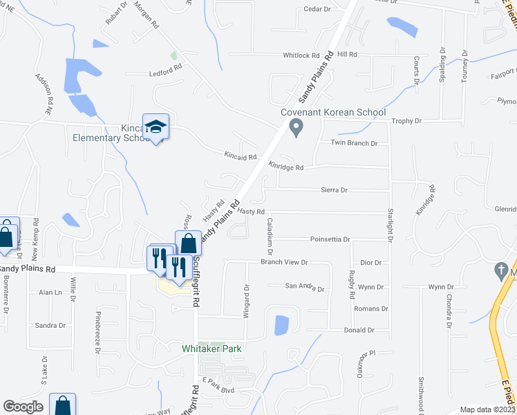 map of restaurants, bars, coffee shops, grocery stores, and more near 1976 Granite Mill Road in Marietta