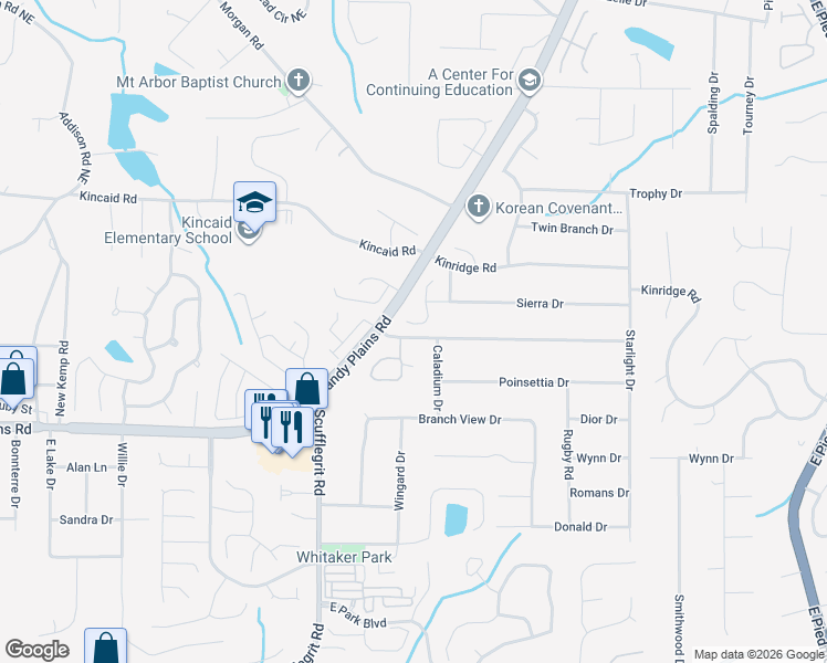 map of restaurants, bars, coffee shops, grocery stores, and more near 1976 Granite Mill Road in Marietta