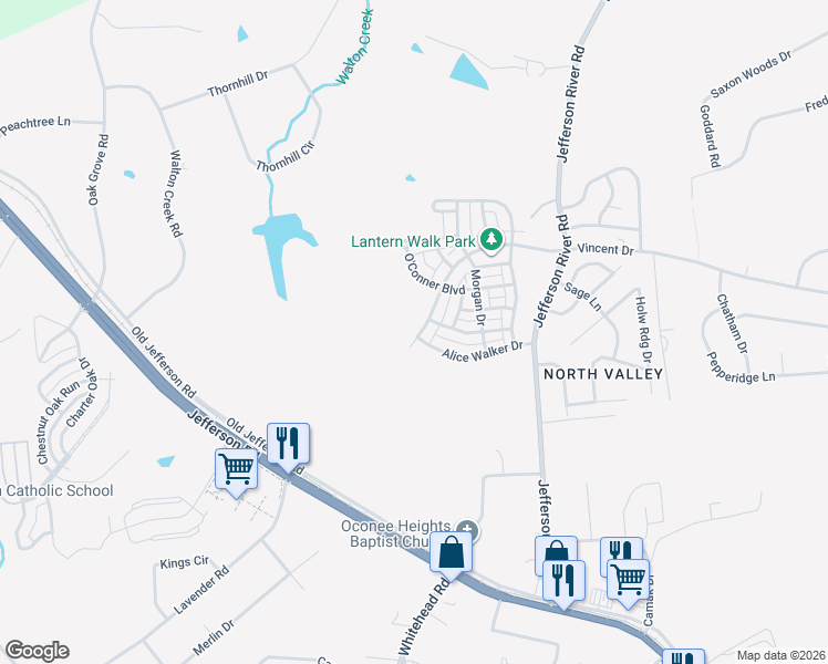 map of restaurants, bars, coffee shops, grocery stores, and more near 756 West Vincent Drive in Athens