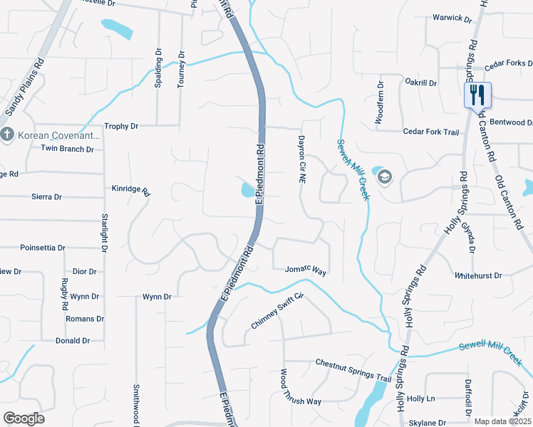 map of restaurants, bars, coffee shops, grocery stores, and more near 2265 Venture Drive in Marietta