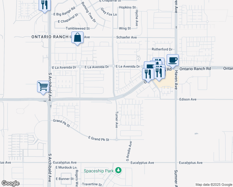 map of restaurants, bars, coffee shops, grocery stores, and more near in Ontario