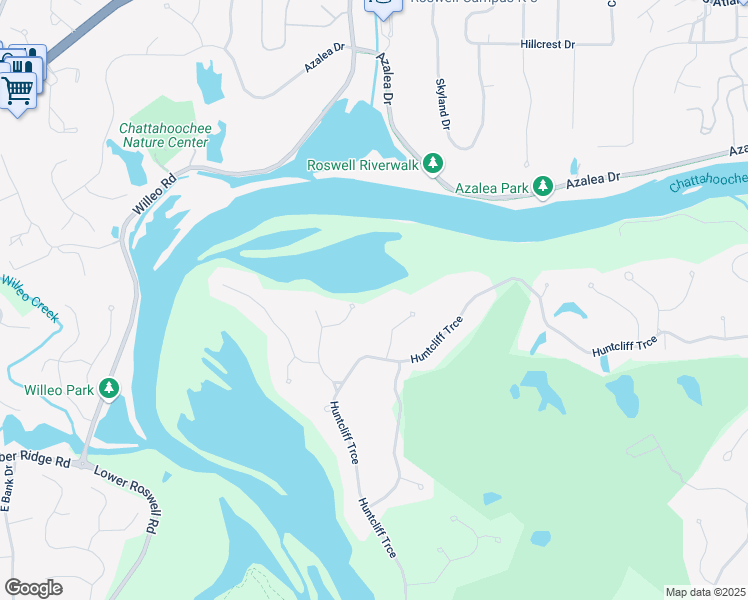 map of restaurants, bars, coffee shops, grocery stores, and more near 130 River Landing Northeast in Atlanta