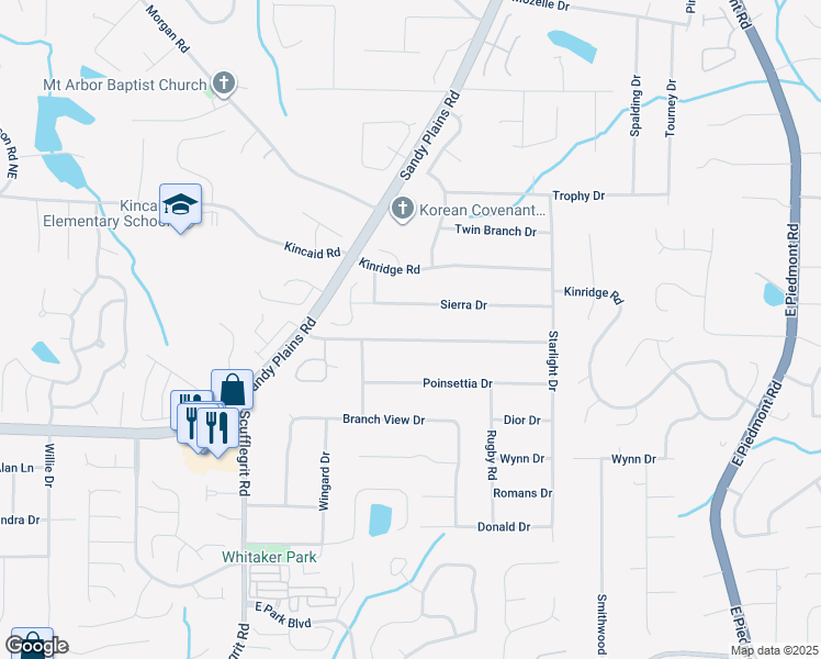 map of restaurants, bars, coffee shops, grocery stores, and more near 1741 Hasty Road in Marietta