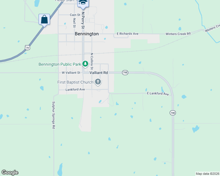 map of restaurants, bars, coffee shops, grocery stores, and more near 165 South Smith Street in Bennington