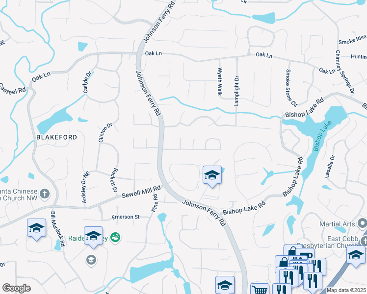 map of restaurants, bars, coffee shops, grocery stores, and more near 4011 Charrwood Trce in Marietta