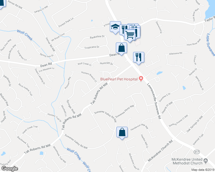 map of restaurants, bars, coffee shops, grocery stores, and more near 2008 Wisteria Park Lane in Lawrenceville