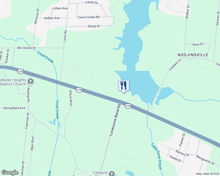 map of restaurants, bars, coffee shops, grocery stores, and more near 1915 U.S. 278 in Gadsden
