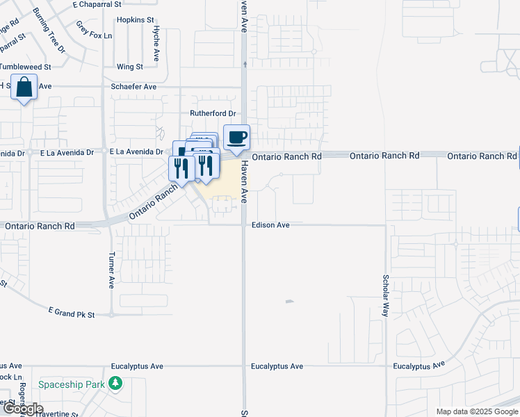 map of restaurants, bars, coffee shops, grocery stores, and more near in Ontario