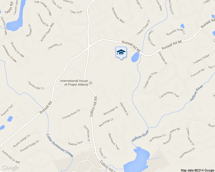 map of restaurants, bars, coffee shops, grocery stores, and more near 1624 Glenfield Drive in Lawrenceville