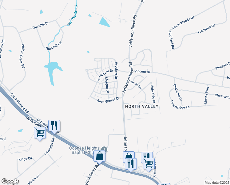 map of restaurants, bars, coffee shops, grocery stores, and more near 121 Brockett Drive in Athens