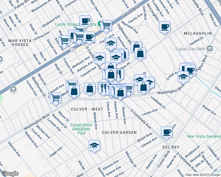 map of restaurants, bars, coffee shops, grocery stores, and more near 4064 Colonial Avenue in Los Angeles