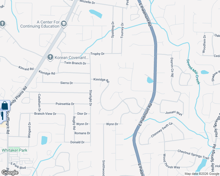 map of restaurants, bars, coffee shops, grocery stores, and more near 2015 Kinridge Road in Marietta