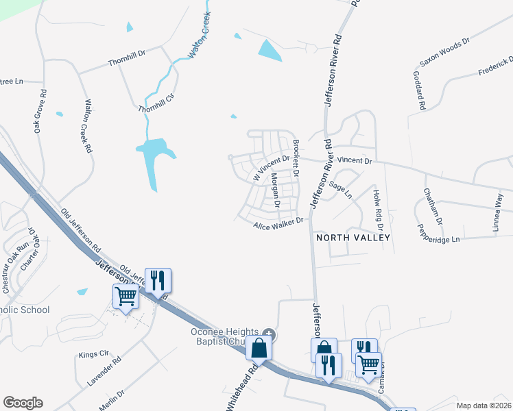 map of restaurants, bars, coffee shops, grocery stores, and more near 176 Alice Walker Drive in Athens