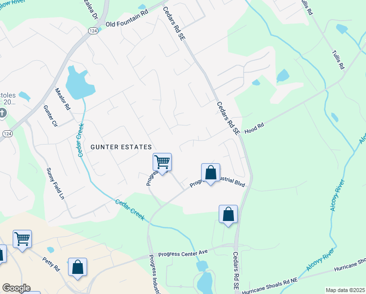 map of restaurants, bars, coffee shops, grocery stores, and more near 1185 Cedar Brook Drive Northeast in Lawrenceville