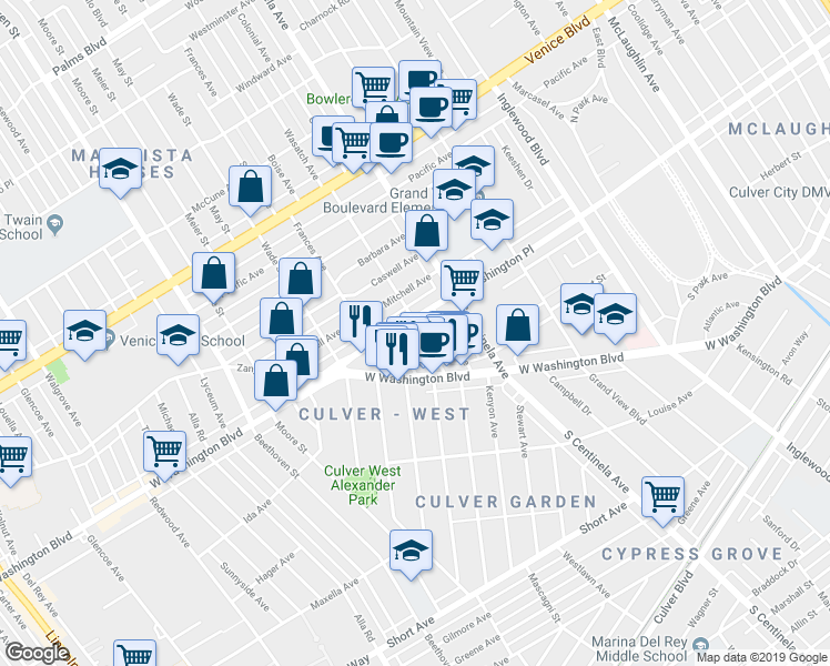 map of restaurants, bars, coffee shops, grocery stores, and more near 4015 1/2 Boise Avenue in Los Angeles