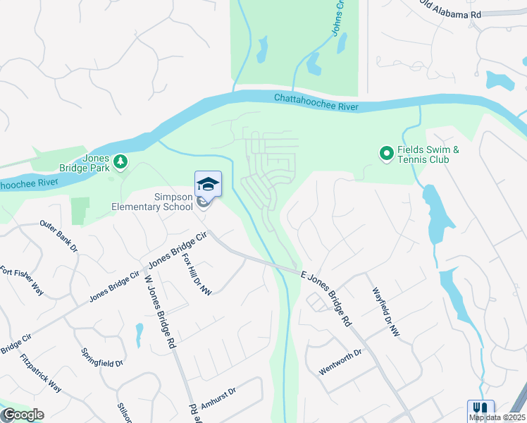 map of restaurants, bars, coffee shops, grocery stores, and more near 5155 Sunburst Drive in Norcross