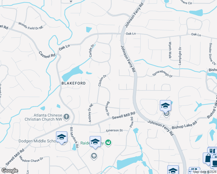 map of restaurants, bars, coffee shops, grocery stores, and more near 1962 Beckett Drive in Marietta