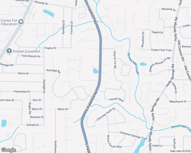 map of restaurants, bars, coffee shops, grocery stores, and more near 1959 East Piedmont Road in Marietta