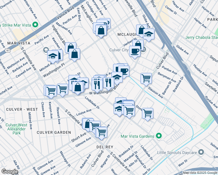 map of restaurants, bars, coffee shops, grocery stores, and more near 11851 Atlantic Avenue in Los Angeles