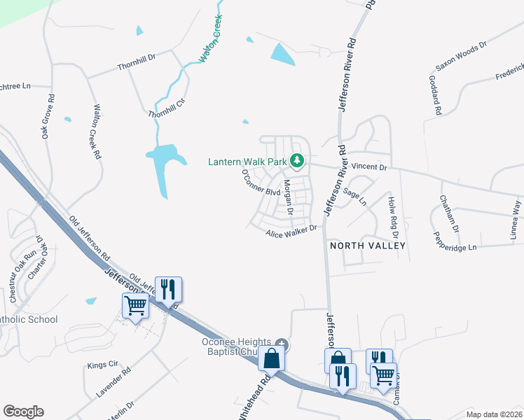 map of restaurants, bars, coffee shops, grocery stores, and more near 727 West Vincent Drive in Athens