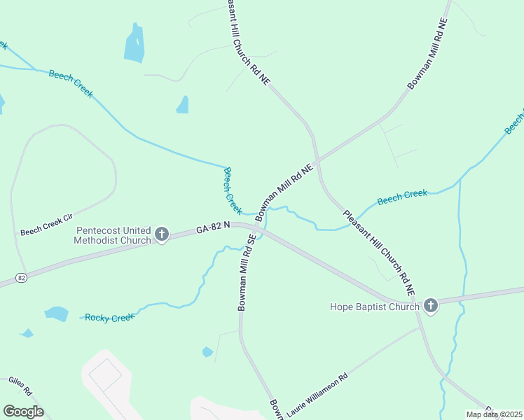 map of restaurants, bars, coffee shops, grocery stores, and more near 1 Bowman Mill Road Northeast in Winder