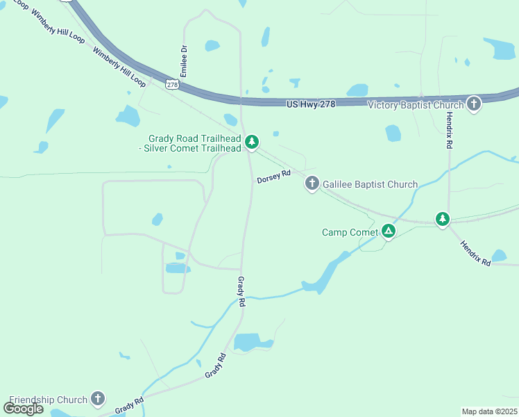 map of restaurants, bars, coffee shops, grocery stores, and more near 199 Grady Road in Rockmart