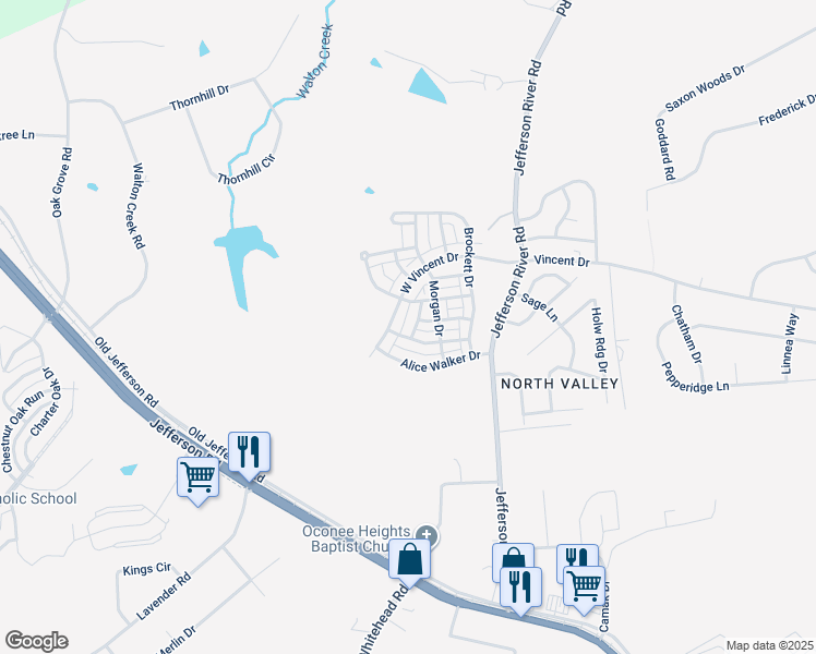 map of restaurants, bars, coffee shops, grocery stores, and more near 699 West Vincent Drive in Athens