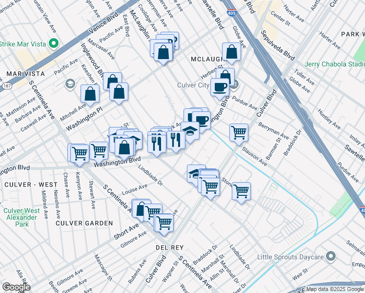 map of restaurants, bars, coffee shops, grocery stores, and more near 11851 Atlantic Avenue in Los Angeles